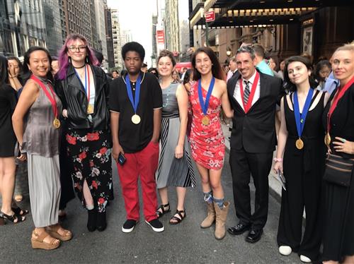 Scholastic Art winners and their teachers in New York 